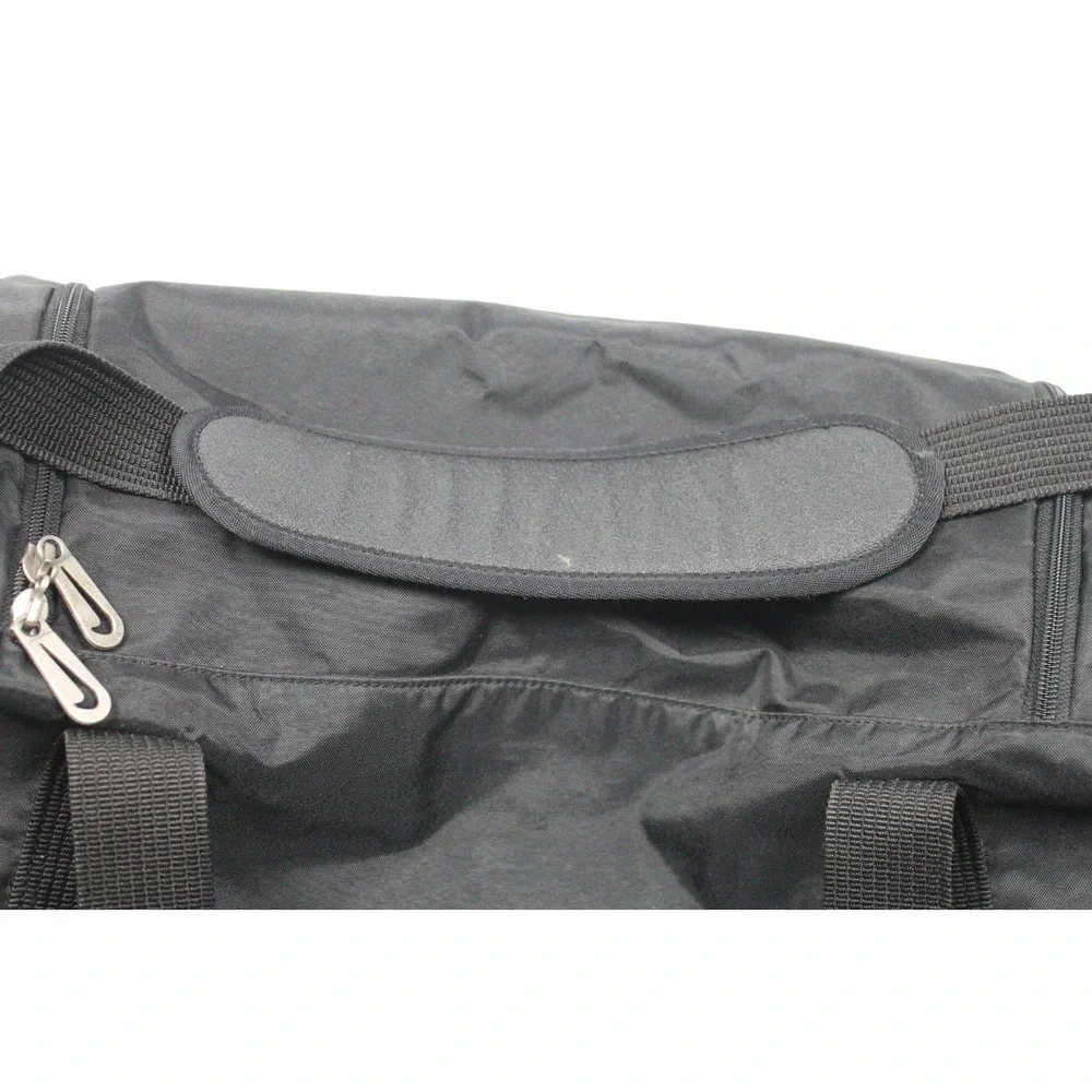 VINTAGE 90's NIKE Duffle Gym Sports Bag SWOOSH Embroidered BLACK / Red Logo y2k
